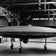 A 3/5 scale model of a proposed VTOL ‘flying saucer’ aircraft, the Couzinet Aerodyne RC-360, on display at a workshop on the Ile de la Jatte in Levallois-Perret, Paris, 1955